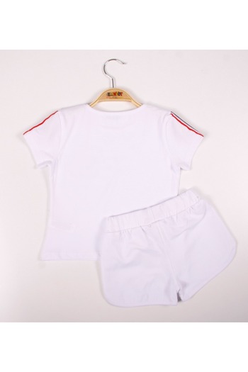 Toontoy Girl's Cherry Embroidered Shorts Set