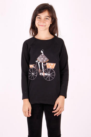 Toontoy Bicycle Printed Girl's T-shirt