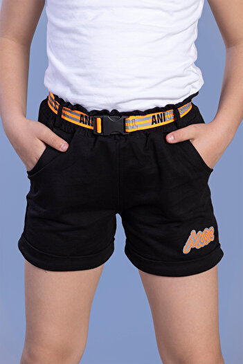 Toontoy Girl - Two Side Shorts with Elastic Waist, Belt Detail and Pockets