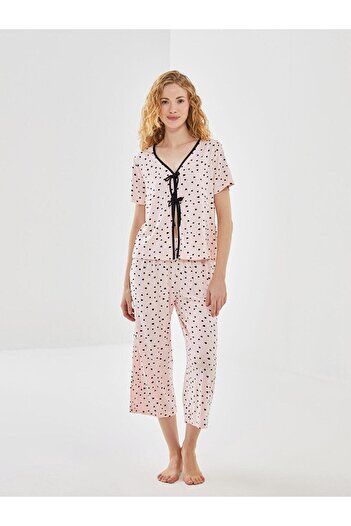 LC Waikiki V-Neck Patterned Women's Pajama Set