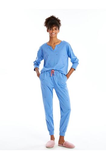 LC Waikiki Set pijamale pentru femei cu mâneci lungi cu model de guler (W4)