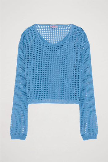 Quzu Set de tricotaje albastre duble ajurate