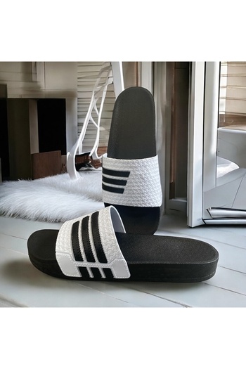 wonent Non-Slip Beach Daily Sports Black Striped Men's Slippers