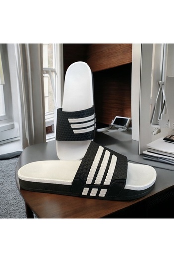 wonent Non-Slip Beach Casual Sports White Striped Men's Slippers