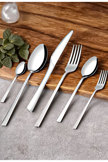 Gökdil Tuana 36-Piece Plain 6-Person Steel Fork & Spoon & Knife Set