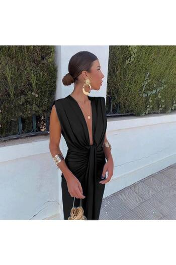 hipnoz butik γυναικείο μακρύ φόρεμα με βάτα
