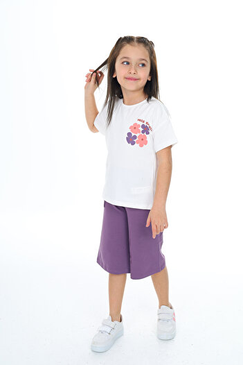 Toontoy Girl's Chest Floral Printed Nice Smell Printed Capri Suit