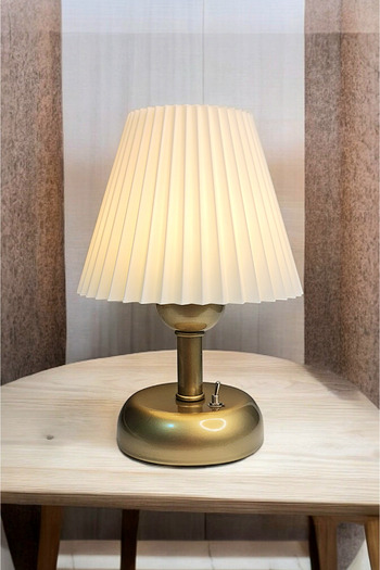 Bubihome Pileli Kablosuz Masa Lambası,Gold Pilli Led Abajur Pileli Başlık