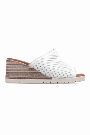 Lal Shoes & Bags Realize Papuci albi pentru femei cu toc - Piele autentică perforată