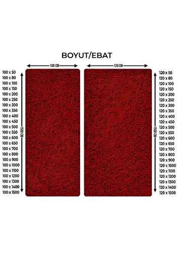 CYH 14mm Lidya - 100X350Cm Burgundy Curly Mat-Hali Non-Slip Runner