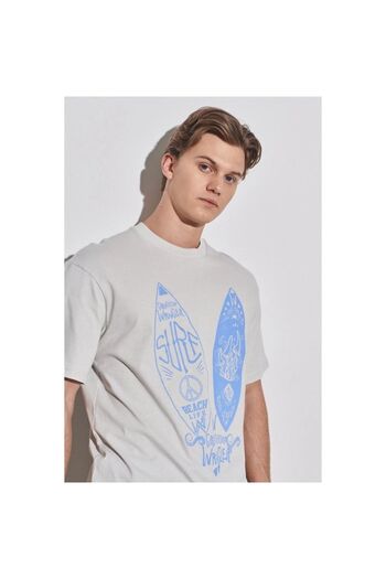 WRANGLER Loose Fit Men's Gray Crew Neck T-Shirt