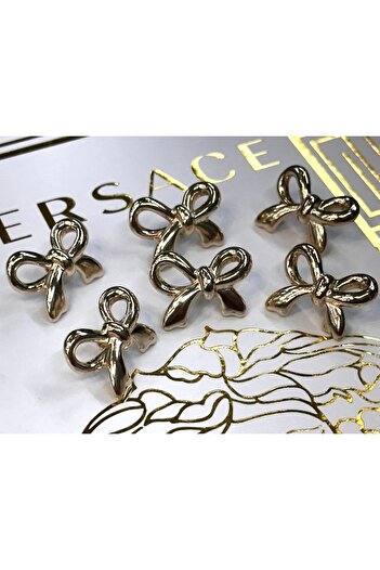ODDA TASARIM ATÖLYESİ Bow Model Metal Design Gold Color Set of 6 Buttons