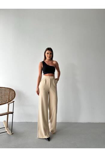 Plenty Women's Palazoo Licra Pant with Vecle and Side Pocket