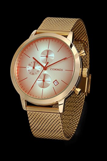 COMMES Colored Glass Men's Wristwatch Functions Active Steel Mesh Strap Wallet and Bracelet Gift