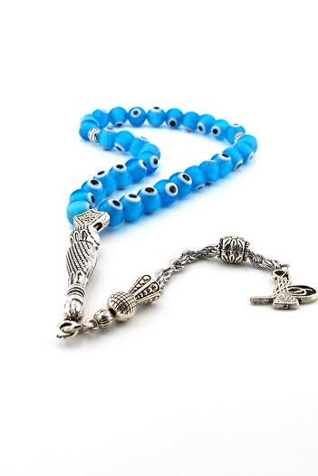 Solfera Blue Evil Eye Bead 33 Grain Mărgele de sticlă Tasbih TS004