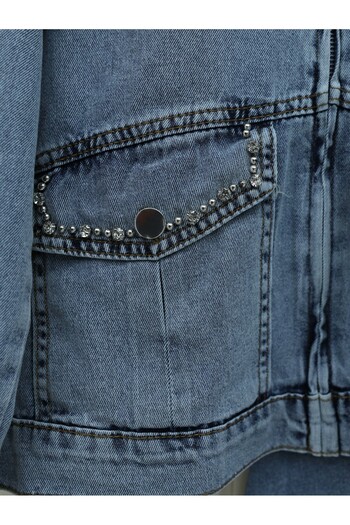 HİJABAYA Jeans Set with Zippered Pocket and Stone Detail