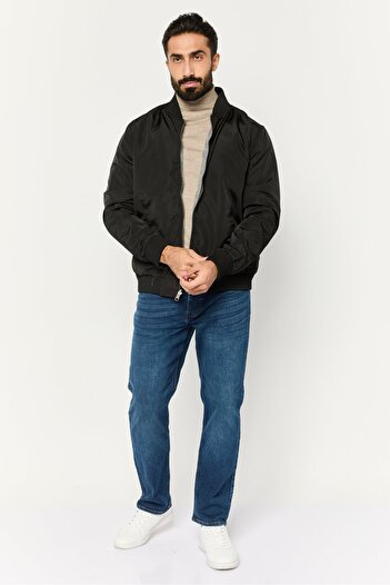 Civil Society Men Plain Reversible Bomber Jacket, Black