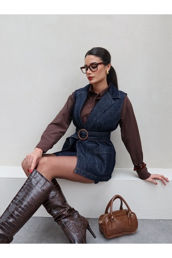 ESRAHELVACI Denim Belted Vest