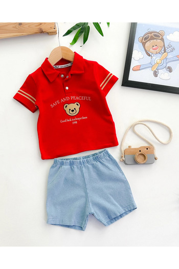 hümabebe Good Luck Is Always There Knitted Denim Shorts Summer Set of 2