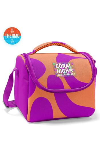Coral High Kids Dark Pink Orange Patterned Thermo Lunchbox 22784