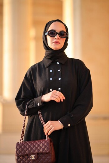 NS Moda Black Hijab Alya Set - Model-530