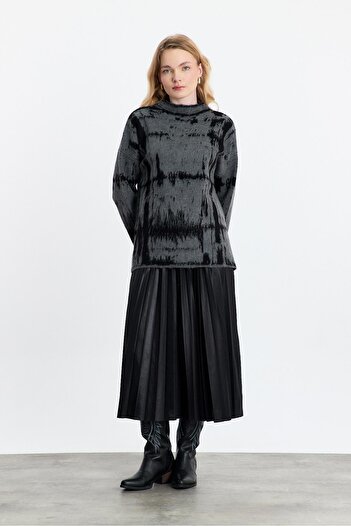 Rays 24378 Pulover cu jumătate de gât, afumat-negru