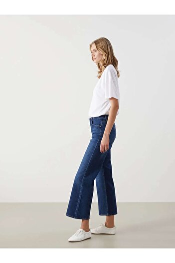 LC Waikiki LCW Jeans İndigo Wideleg Kadın Jean Pantolon