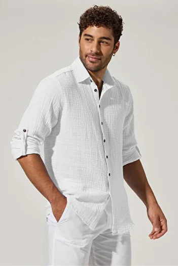White By Nature Men's Shirt - Long Sleeve, Double Face
