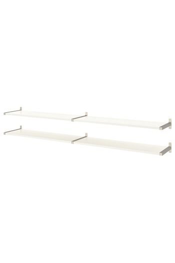 IKEA Wall Shelf Combination, White-Nickel Plated Finish, 240X30 cm