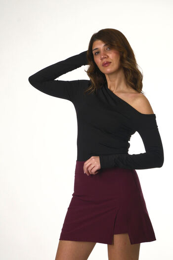ABBRA Women's Mini Skirt with Shorts and Slit Detail