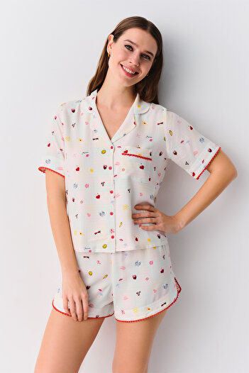 SUWEN Smile Masculine Shorts Pajama Set