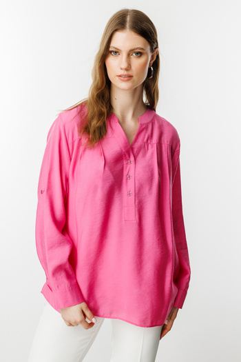 Ekol Buttoned Front Turtleneck Blouse