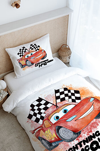 Tuğba Kuğu Single Duvet Cover Set (160X220) - Cartoon Series - Racer Lightning