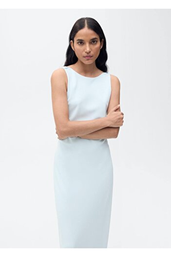 MANGO Woman Rochie din satin cu spatele deschis