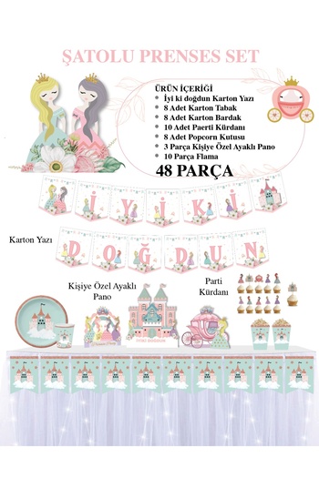 Big Party Silvery Themed Party Set with Princess Car with Chats 48 Pieces