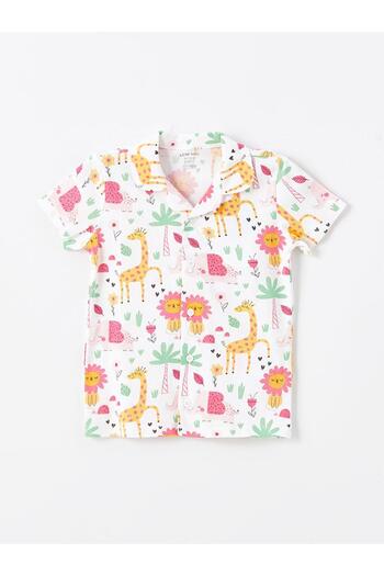 LC Waikiki Polo Neck Short Sleeve Printed Baby Girl Pajamas Set (S4)