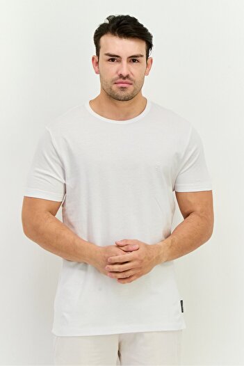 French Connection Men Crew Neck Short Sleeve Brand Logo T-Shirt, White