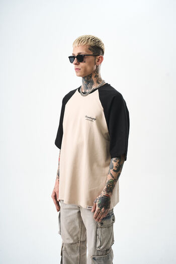 Respire Men's Breathe of Life Printed Oversize T-Shirt Beige