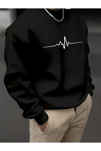 REKA MODA Men's Long Sleeve Printed Two Thread Sweat