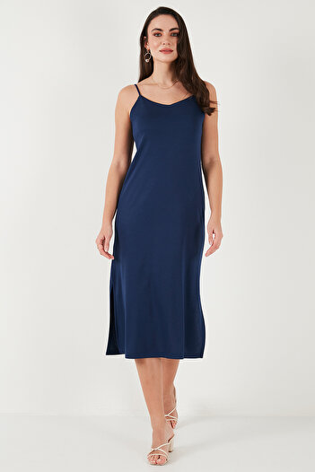 Lela Regular Fit Rope Strap Slit Detail Midi Dress Dress 5866128