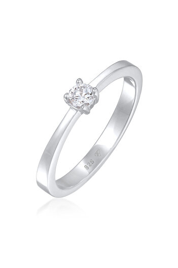 ELLI Inel pentru dama Inel de logodnă solitar cu diamante cultivate în laborator (0,17 ct) în argint 925