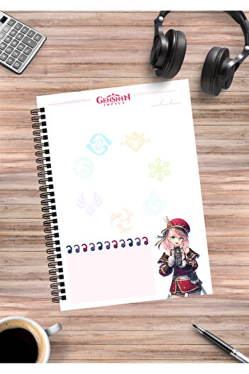 mertfigur Genshin Charlotte Anime Spiral Notebook A5 (50 Sheets)