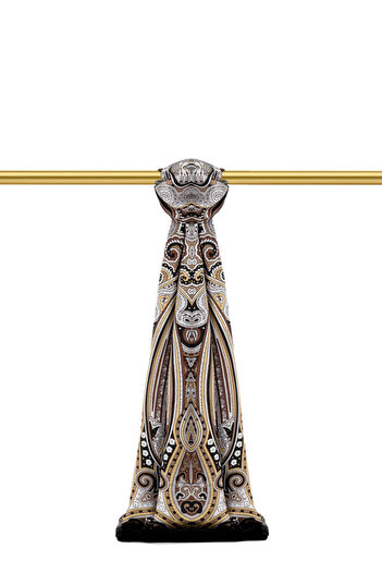 Bursa İpek Χρυσό Μαρακές Μοτίβο Sura Silk Shawl