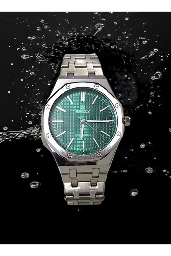 Rivoly Men's Stainless Steel Analog Quartz Watch, Easy to Read, Fashion Design, Water Resistant