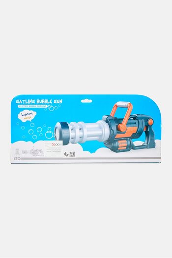 jh Gatling 5 Hole Electric Bubble Gun Machine With 2 Bottle Bubble Solution, Blue
