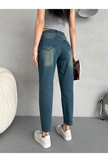 alanora Kadın Esnek/Likralı Yüksek Bel Mom Jean