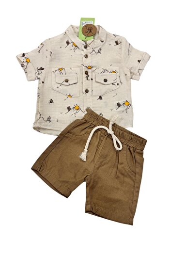 Esterella Muslin Shirt Set for Baby Boy - 100% Cotton with Prevailing Collar and Shorts