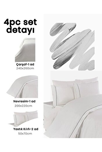Butikhome by Egemar Crown Modern Striped Luxury Duvet Cover Set - Off-White, Ribbed Boat Duvet Cover