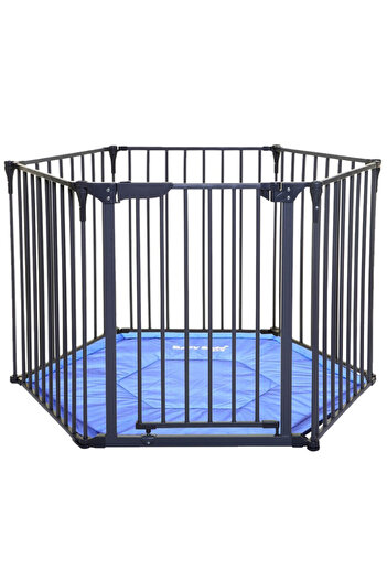 BabySafe Baby Safe Convertible Playpen with Mat - Grey