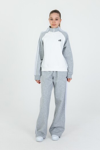 Black One Girl's Tracksuit Suit with Zipper Collar